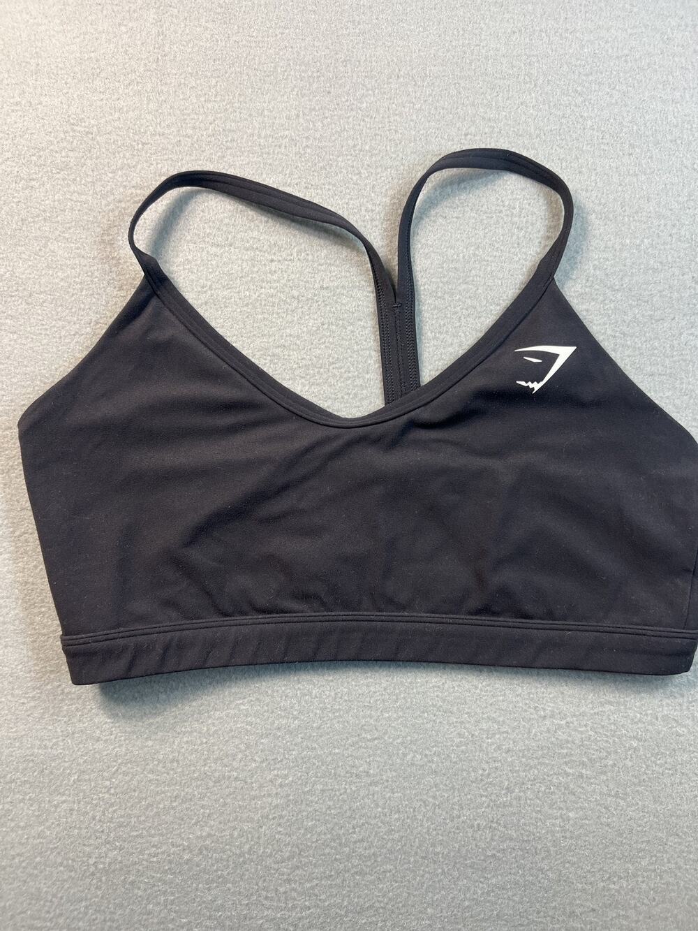 Gymshark Women's V-Neck Black Sports Bra Size Small Racerback Training Wear
